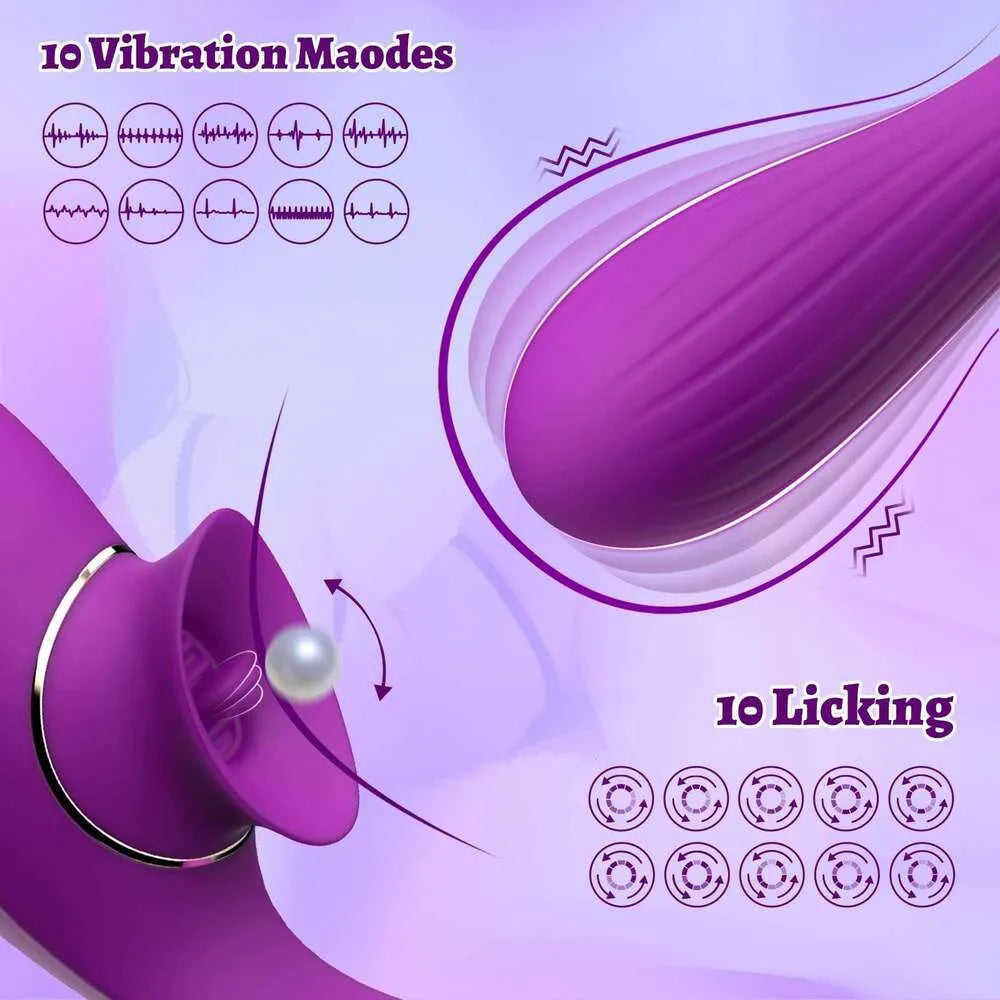 2-in-1 Biegbare Klitorisvibratoren für Frauen, leckender Klitorissauger-Stimulator, Dildo, Sexspielzeug für Erwachsene, weiblicher Masturbator 18