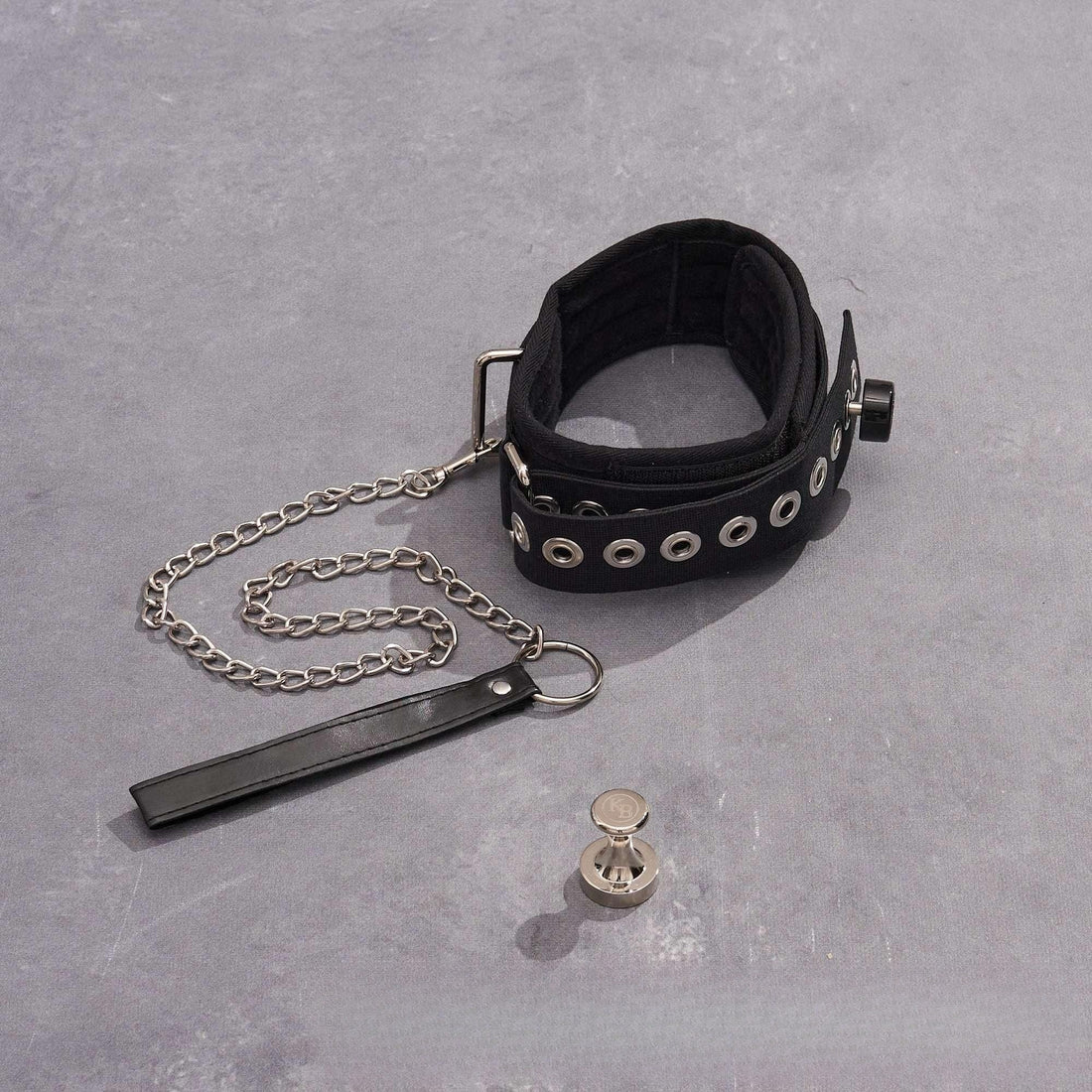 BDSM Collar Restraint with Chain Black