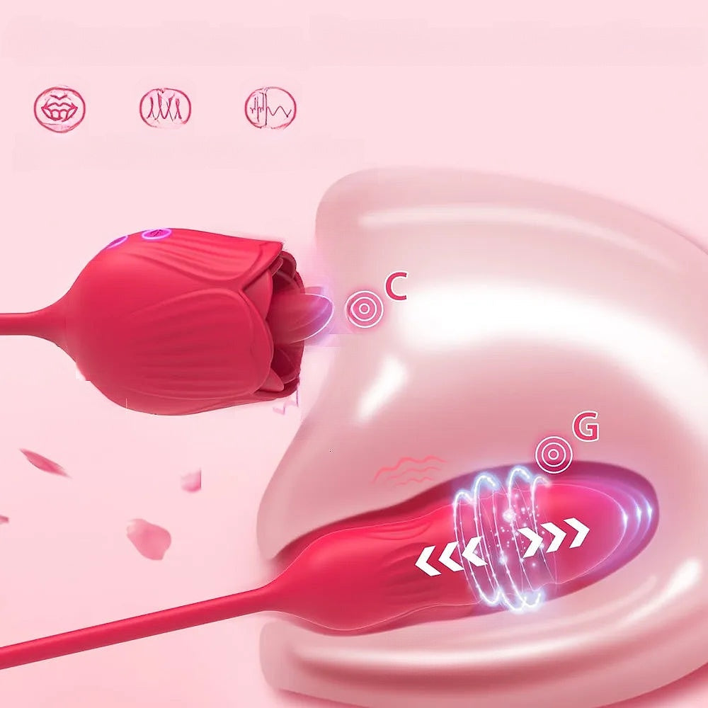 Vibratoren Rose Spielzeug Dildo Stoßvibrator für Frauen Eier Klitoris-Sauger Stimulator Zungenlecken Erwachsenenartikel Saug-Sexspielzeug weiblich 230803