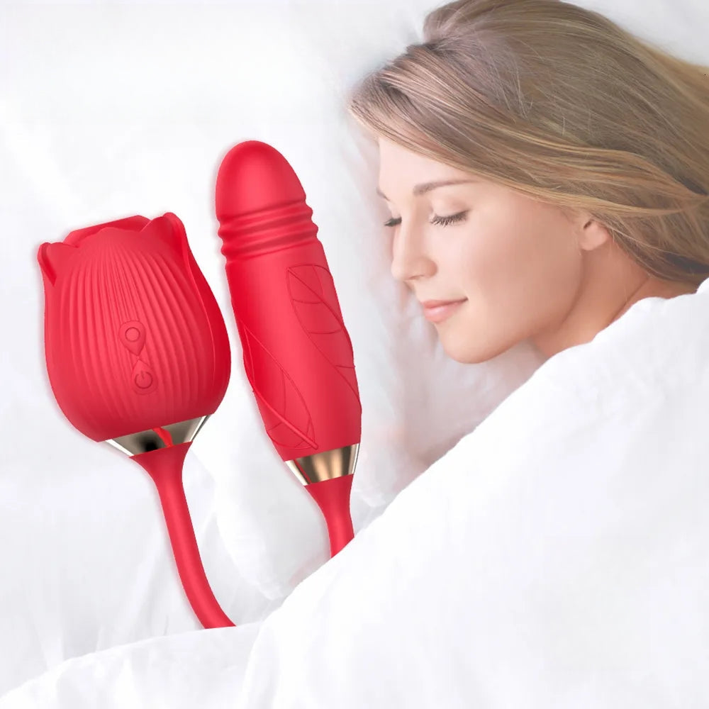 Vibratoren Rose Toy Dildo Stoßvibrator für Frauen Eier Klitorissauger Stimulator Zungenlecker Adult Goods Für Frauen Sexspielzeug 230803