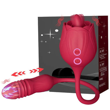 Vibratoren Rose Spielzeug Dildo Stoßvibrator für Frauen Eier Klitoris-Sauger Stimulator Zungenlecken Erwachsenenartikel Saug-Sexspielzeug weiblich 230803