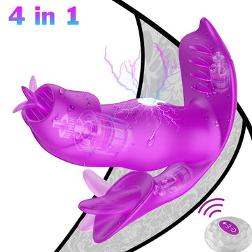 Massage 4-in-1 Elektroschock G-Punkt Vagina Stimulator Erwachsenenprodukte Oralsex Zungenlecker Dildo Vibrator Erotische Sexspielzeuge für Paare